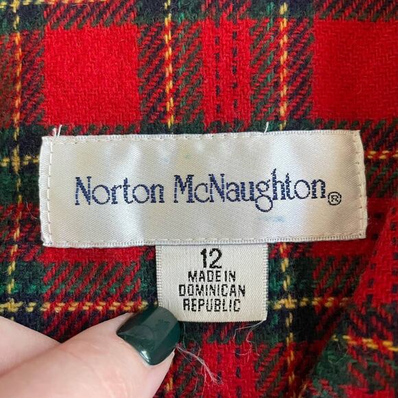 Vintage 1990s Tartan Plaid Blazer Jacket Zip Front Red Christmas Winter Festive - Picture 5 of 14